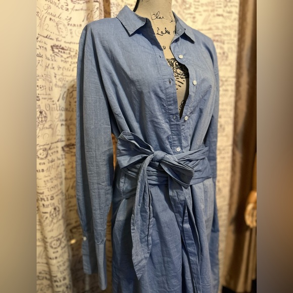 Who What Wear Belted Chambray Shirt Dress 100 % cotton Blue XL - Picture 5 of 6